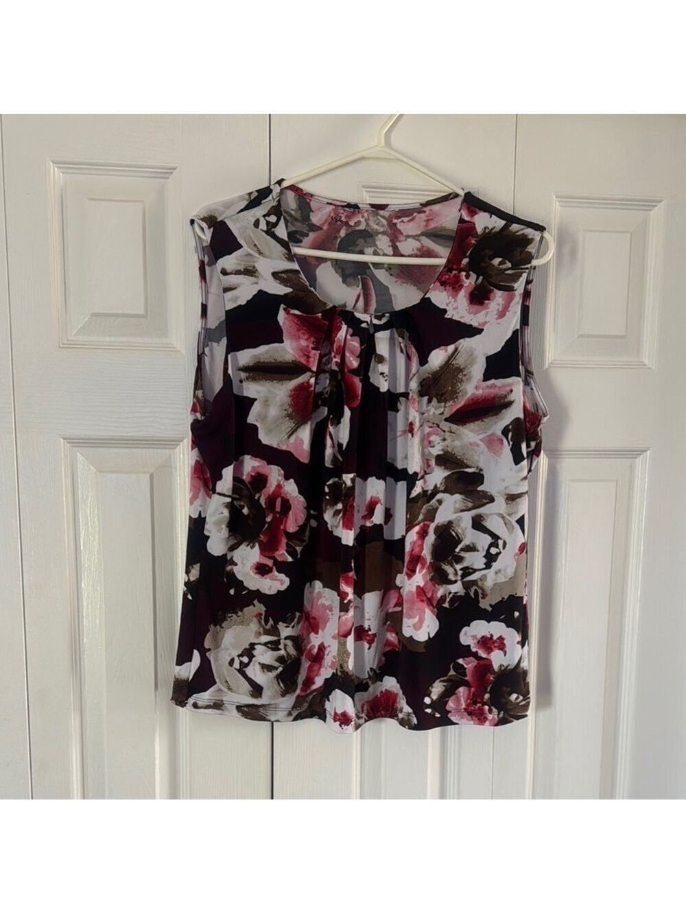 Floral Sleeveless Top - Black, Pink, Brown